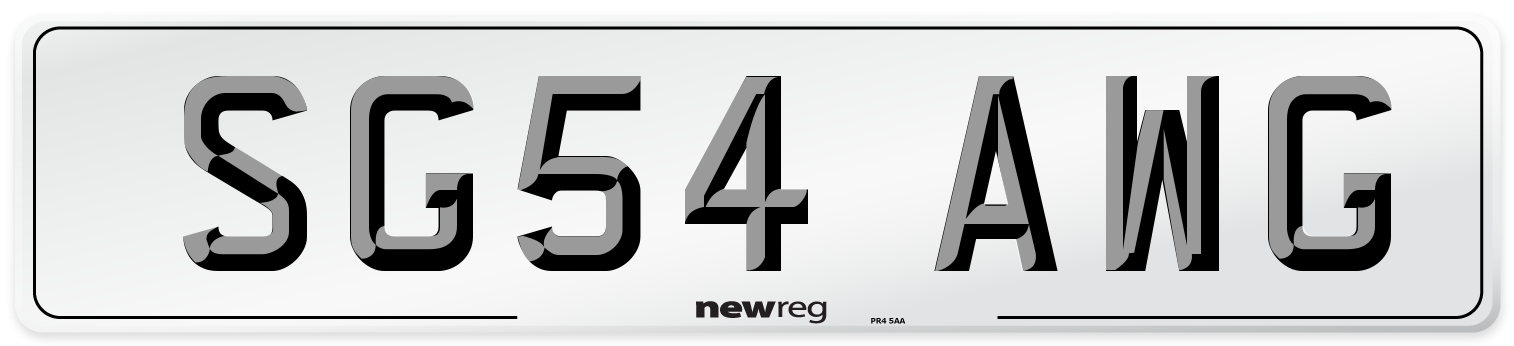 SG54 AWG Number Plate from New Reg